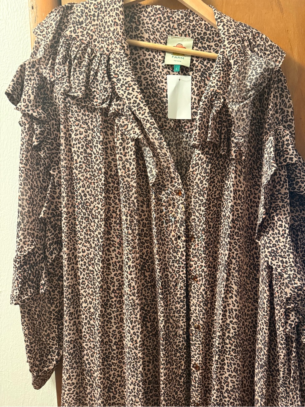 FARM Rio Pink and Black Ruffle-Sleeve Animal Print Maxi Dress - Picture 4 of 4